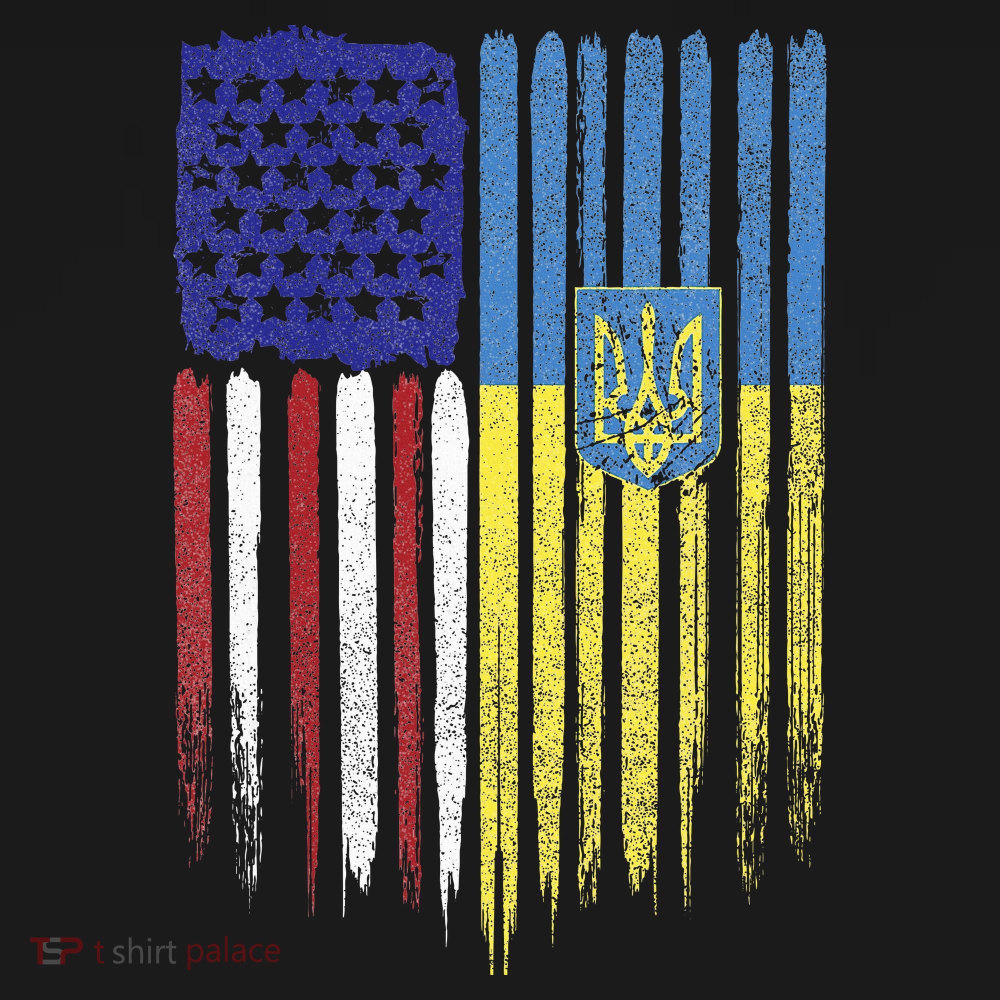 USA Ukraine Ukrainian Flag Trident Roots Retro USA-Made Doggie Bandana