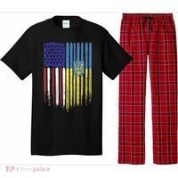 USA Ukraine Ukrainian Flag Trident Roots Retro Pajama Set thumb 0