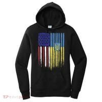 USA Ukraine Ukrainian Flag Trident Roots Retro Women's Hoodie thumb 0