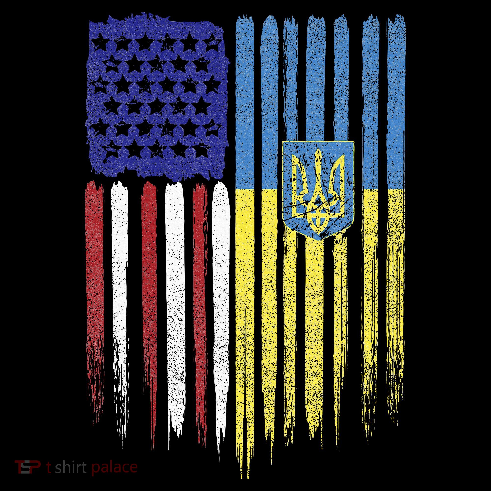 USA Ukraine Ukrainian Flag Trident Roots Retro Women's Hoodie