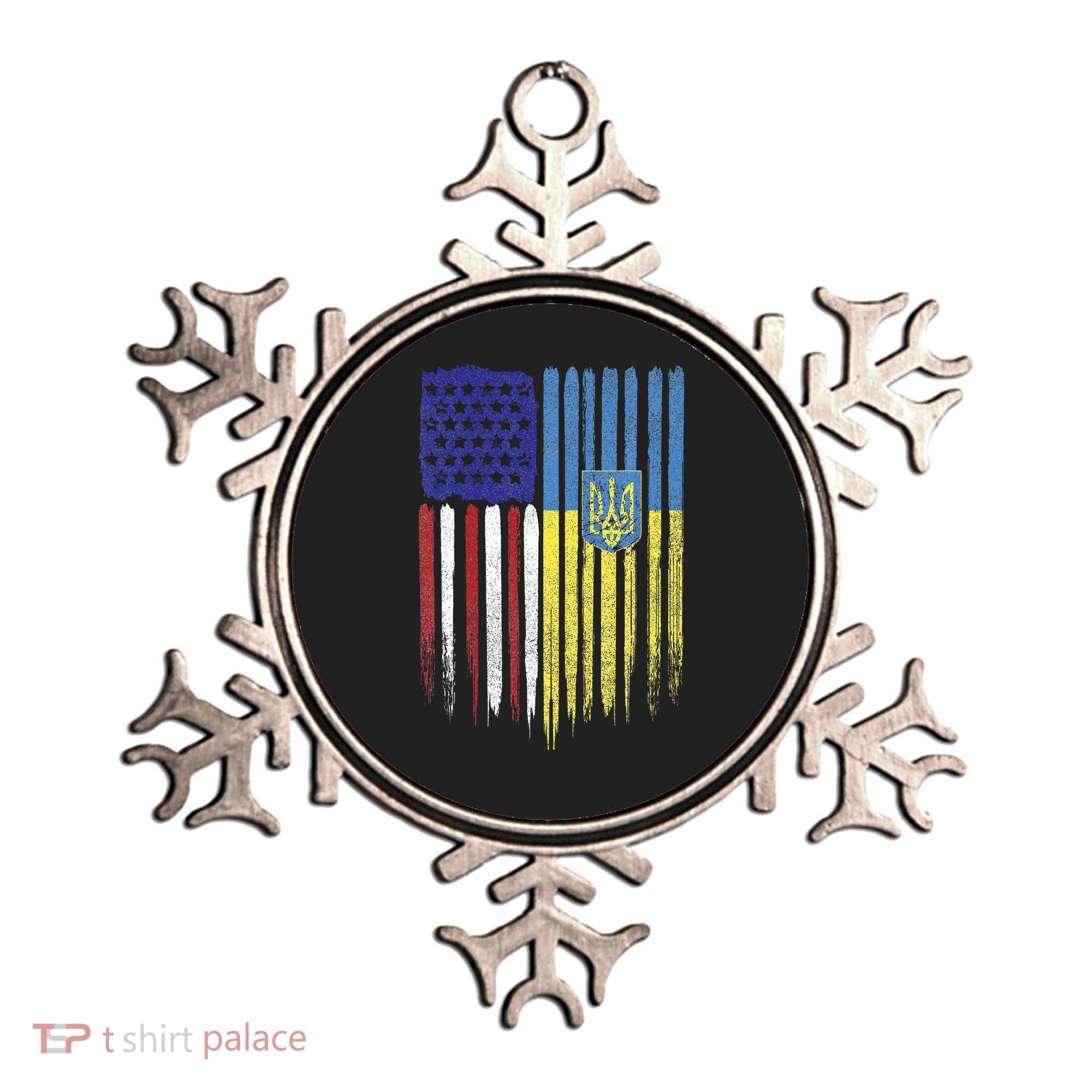 USA Ukraine Ukrainian Flag Trident Roots Retro Ornament