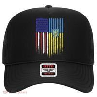 USA Ukraine Ukrainian Flag Trident Roots Retro Hat thumb 0
