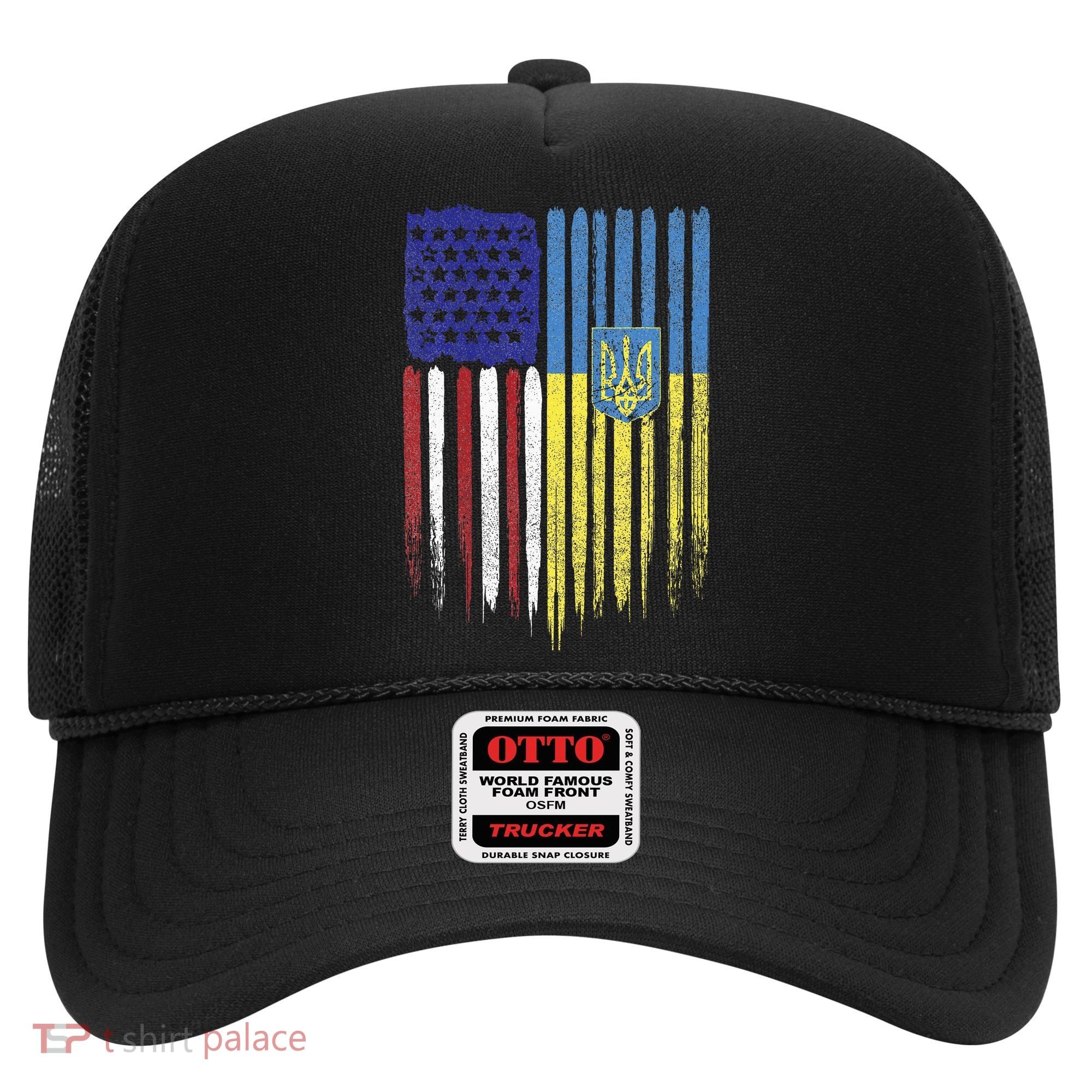 USA Ukraine Ukrainian Flag Trident Roots Retro Hat
