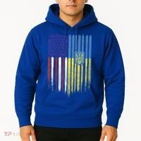 USA Ukraine Ukrainian Flag Trident Roots Retro Hoodie thumb 2