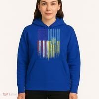 USA Ukraine Ukrainian Flag Trident Roots Retro Hoodie thumb 5