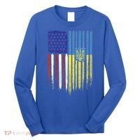 USA Ukraine Ukrainian Flag Trident Roots Retro Long Sleeve Shirt thumb 0