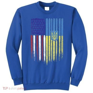 USA Ukraine Ukrainian Flag Trident Roots Retro Sweatshirt