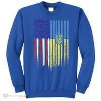 USA Ukraine Ukrainian Flag Trident Roots Retro Sweatshirt thumb 0