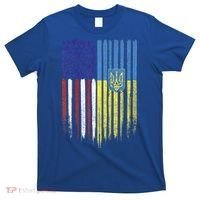 USA Ukraine Ukrainian Flag Trident Roots Retro T-Shirt thumb 0