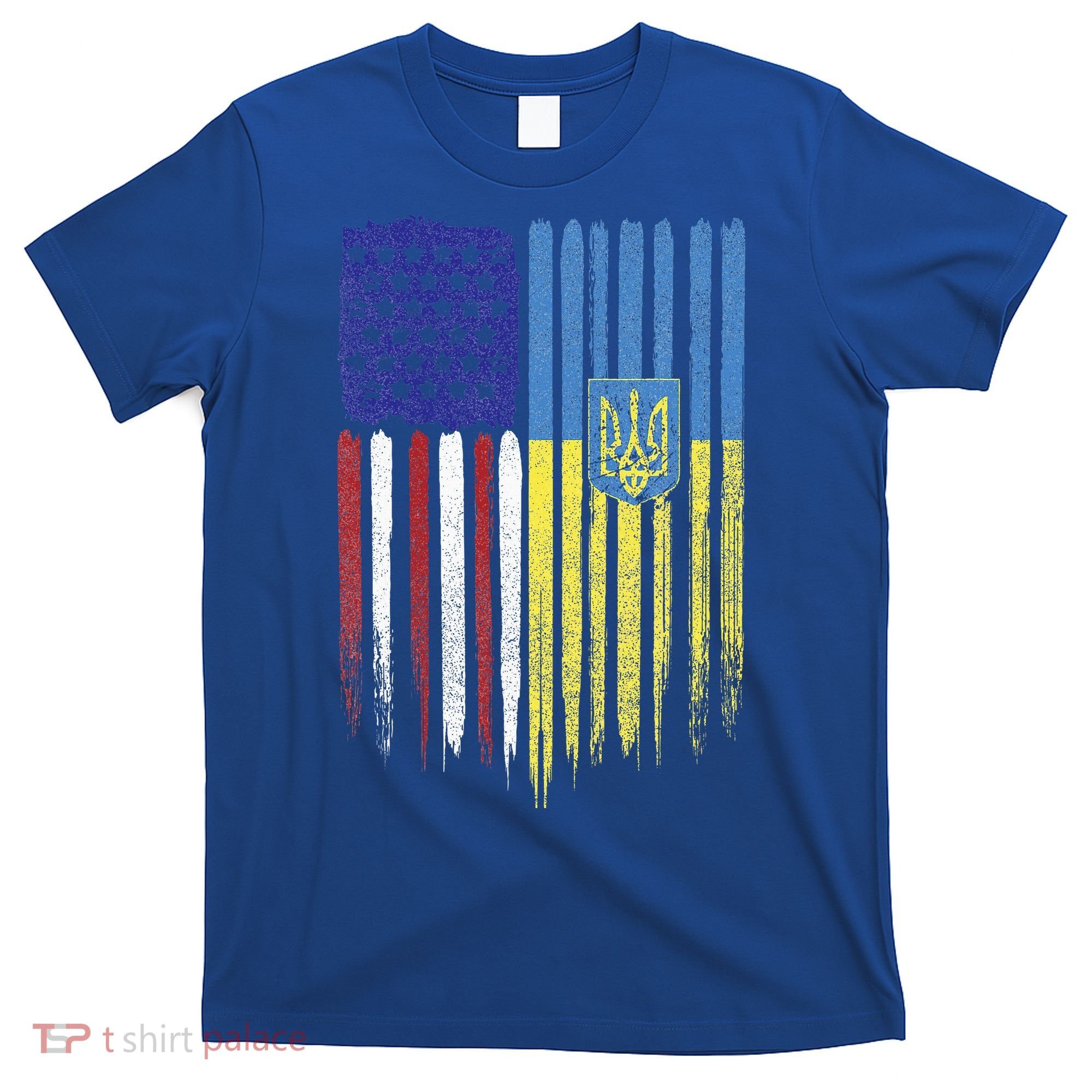USA Ukraine Ukrainian Flag Trident Roots Retro T-Shirt