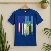 USA Ukraine Ukrainian Flag Trident Roots Retro T-Shirt thumb 2