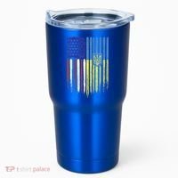 USA Ukraine Ukrainian Flag Trident Roots Retro Tumbler thumb 0
