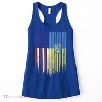 USA Ukraine Ukrainian Flag Trident Roots Retro Women's Tank Top thumb 0