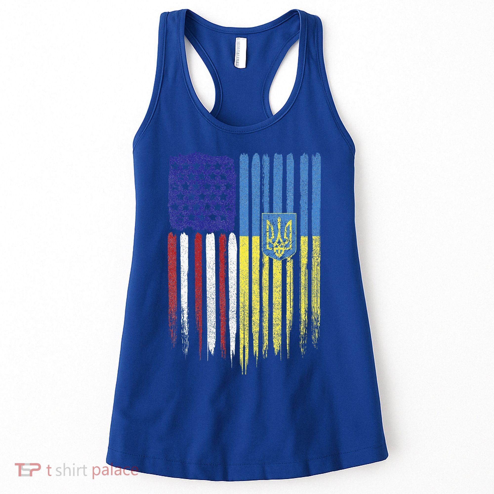 USA Ukraine Ukrainian Flag Trident Roots Retro Women's Tank Top