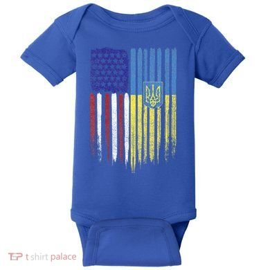 USA Ukraine Ukrainian Flag Trident Roots Retro Baby Bodysuit