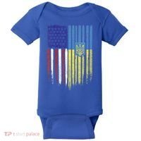 USA Ukraine Ukrainian Flag Trident Roots Retro Baby Bodysuit thumb 0