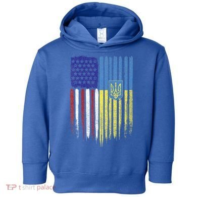 USA Ukraine Ukrainian Flag Trident Roots Retro Toddler Hoodie