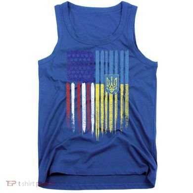 USA Ukraine Ukrainian Flag Trident Roots Retro Tank Top