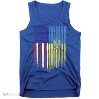 USA Ukraine Ukrainian Flag Trident Roots Retro Tank Top thumb 0