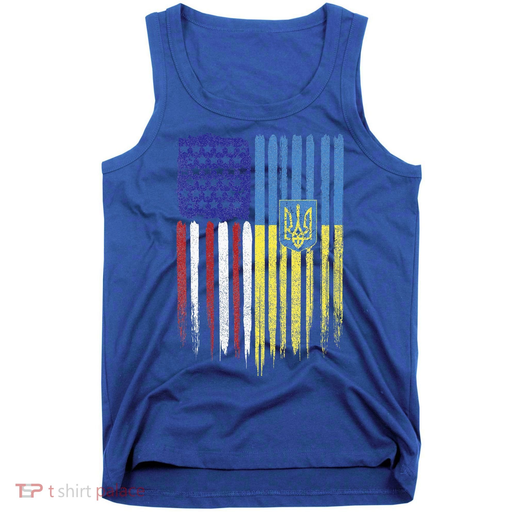 USA Ukraine Ukrainian Flag Trident Roots Retro Tank Top
