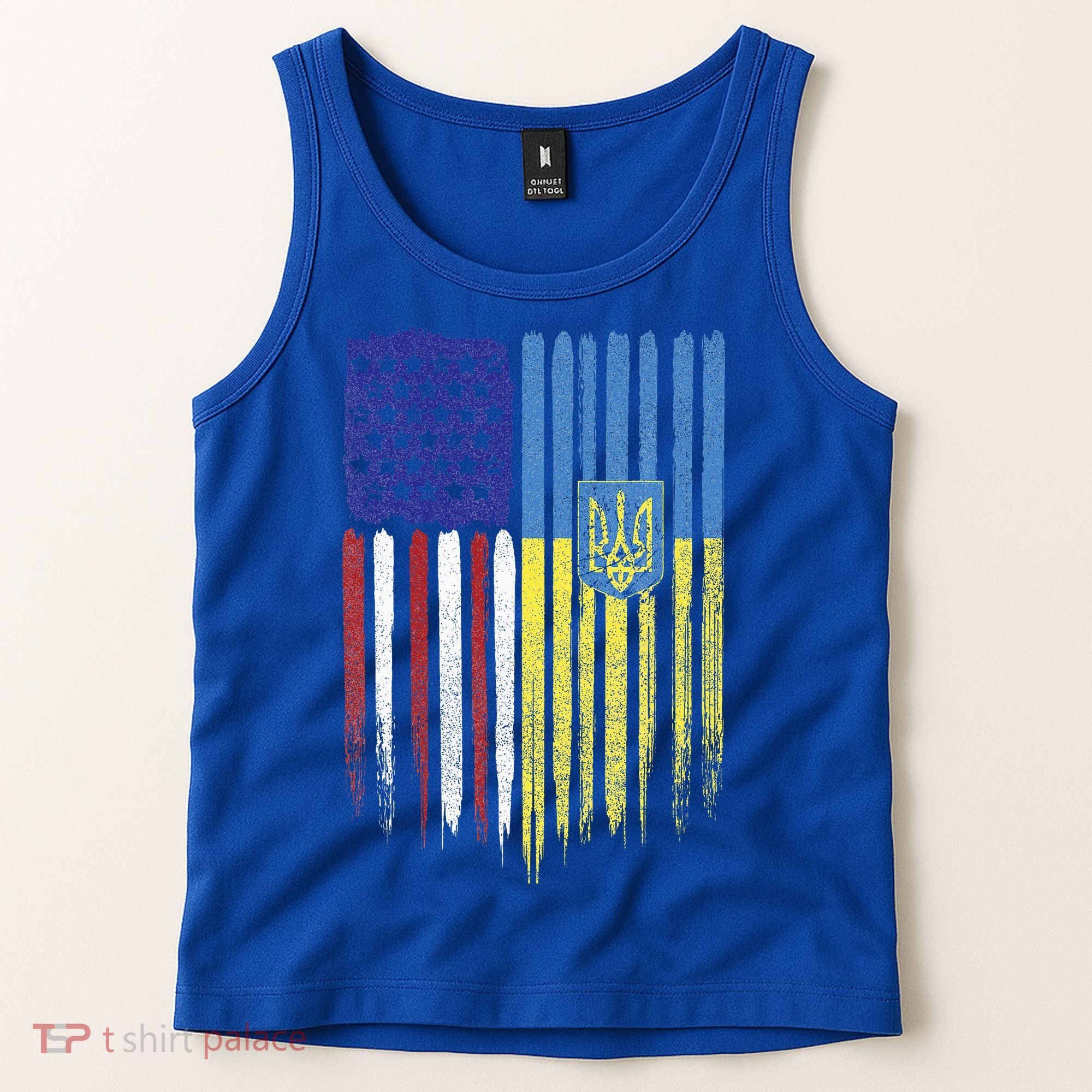 USA Ukraine Ukrainian Flag Trident Roots Retro Tank Top