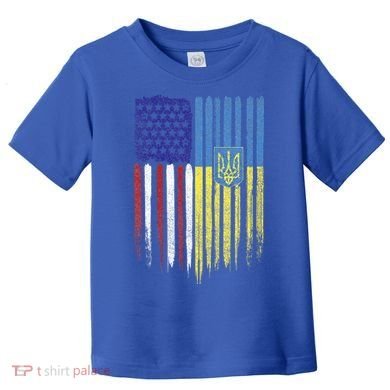 USA Ukraine Ukrainian Flag Trident Roots Retro Toddler T-Shirt