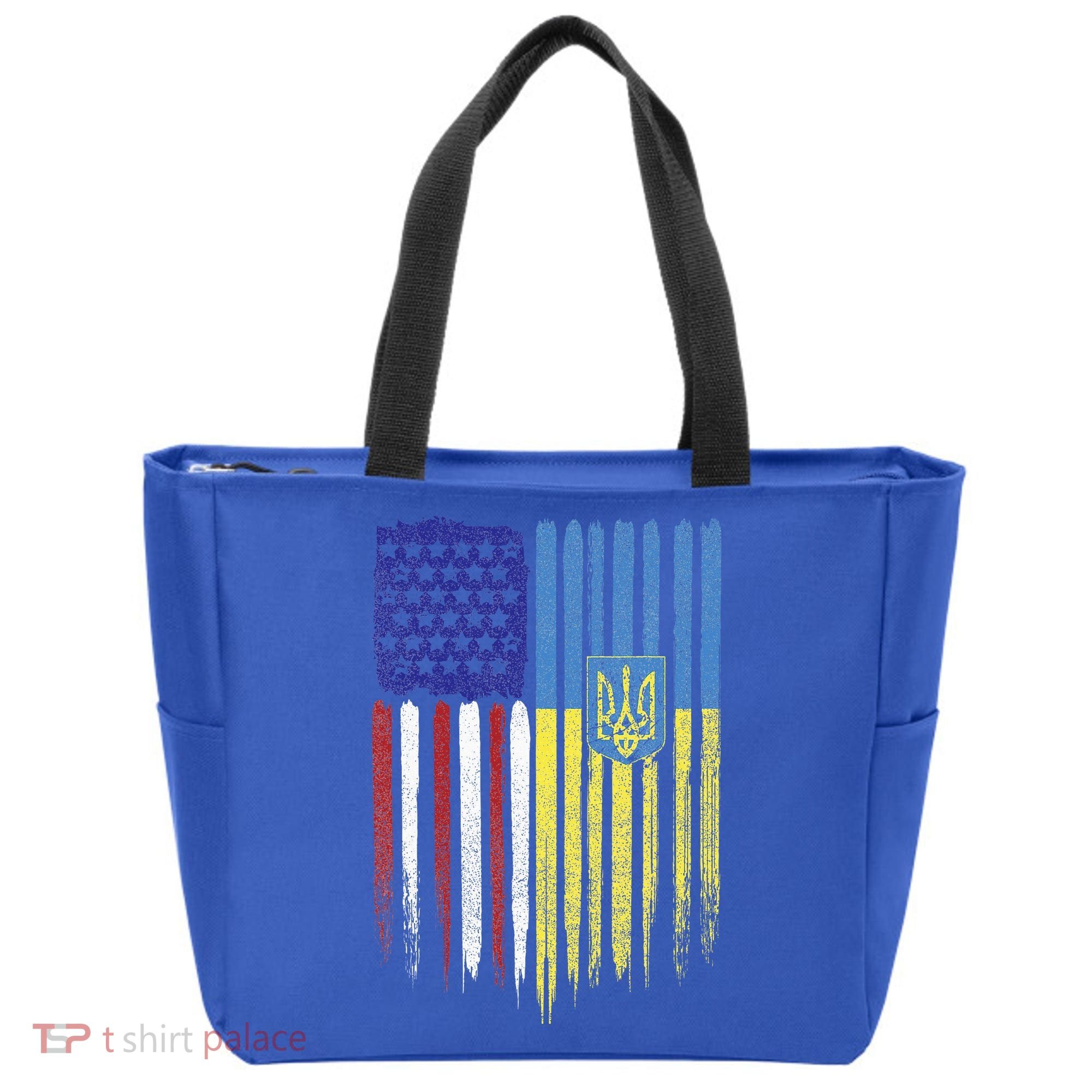USA Ukraine Ukrainian Flag Trident Roots Retro Tote Bag