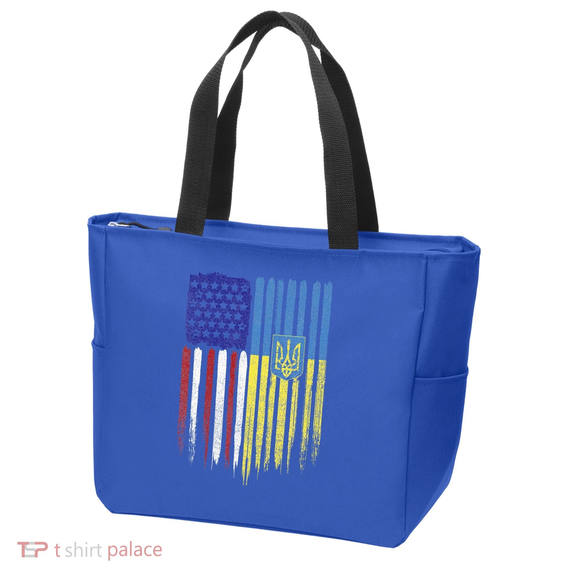 USA Ukraine Ukrainian Flag Trident Roots Retro Tote Bag
