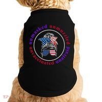 Unmasked Unmuzzled Unvaccinated Unafraid Messy Bun Doggie Tank thumb 0