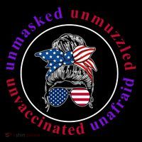 Unmasked Unmuzzled Unvaccinated Unafraid Messy Bun Doggie Tank thumb 4