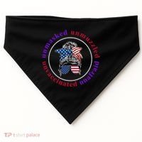 Unmasked Unmuzzled Unvaccinated Unafraid Messy Bun USA-Made Doggie Bandana thumb 0