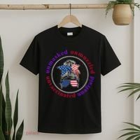 Unmasked Unmuzzled Unvaccinated Unafraid Messy Bun T-Shirt thumb 2