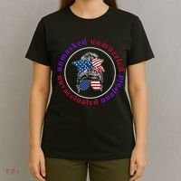 Unmasked Unmuzzled Unvaccinated Unafraid Messy Bun T-Shirt thumb 4