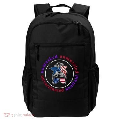 Unmasked Unmuzzled Unvaccinated Unafraid Messy Bun Backpack