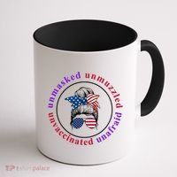 Unmasked Unmuzzled Unvaccinated Unafraid Messy Bun Coffee Mug thumb 1
