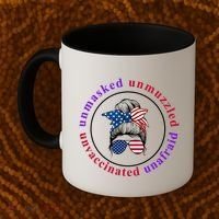 Unmasked Unmuzzled Unvaccinated Unafraid Messy Bun Coffee Mug thumb 2