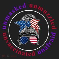 Unmasked Unmuzzled Unvaccinated Unafraid Messy Bun Beanie thumb 2