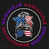 Unmasked Unmuzzled Unvaccinated Unafraid Messy Bun Pajama Set thumb 2