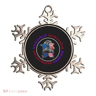 Unmasked Unmuzzled Unvaccinated Unafraid Messy Bun Ornament