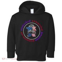 Unmasked Unmuzzled Unvaccinated Unafraid Messy Bun Toddler Hoodie thumb 0