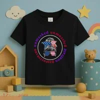 Unmasked Unmuzzled Unvaccinated Unafraid Messy Bun Toddler T-Shirt thumb 3