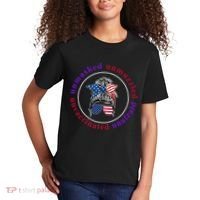 Unmasked Unmuzzled Unvaccinated Unafraid Messy Bun Kids T-Shirt thumb 2