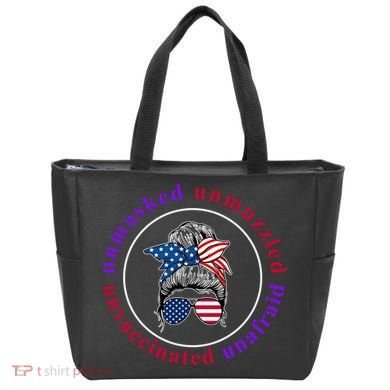 Unmasked Unmuzzled Unvaccinated Unafraid Messy Bun Tote Bag