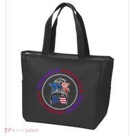 Unmasked Unmuzzled Unvaccinated Unafraid Messy Bun Tote Bag thumb 3