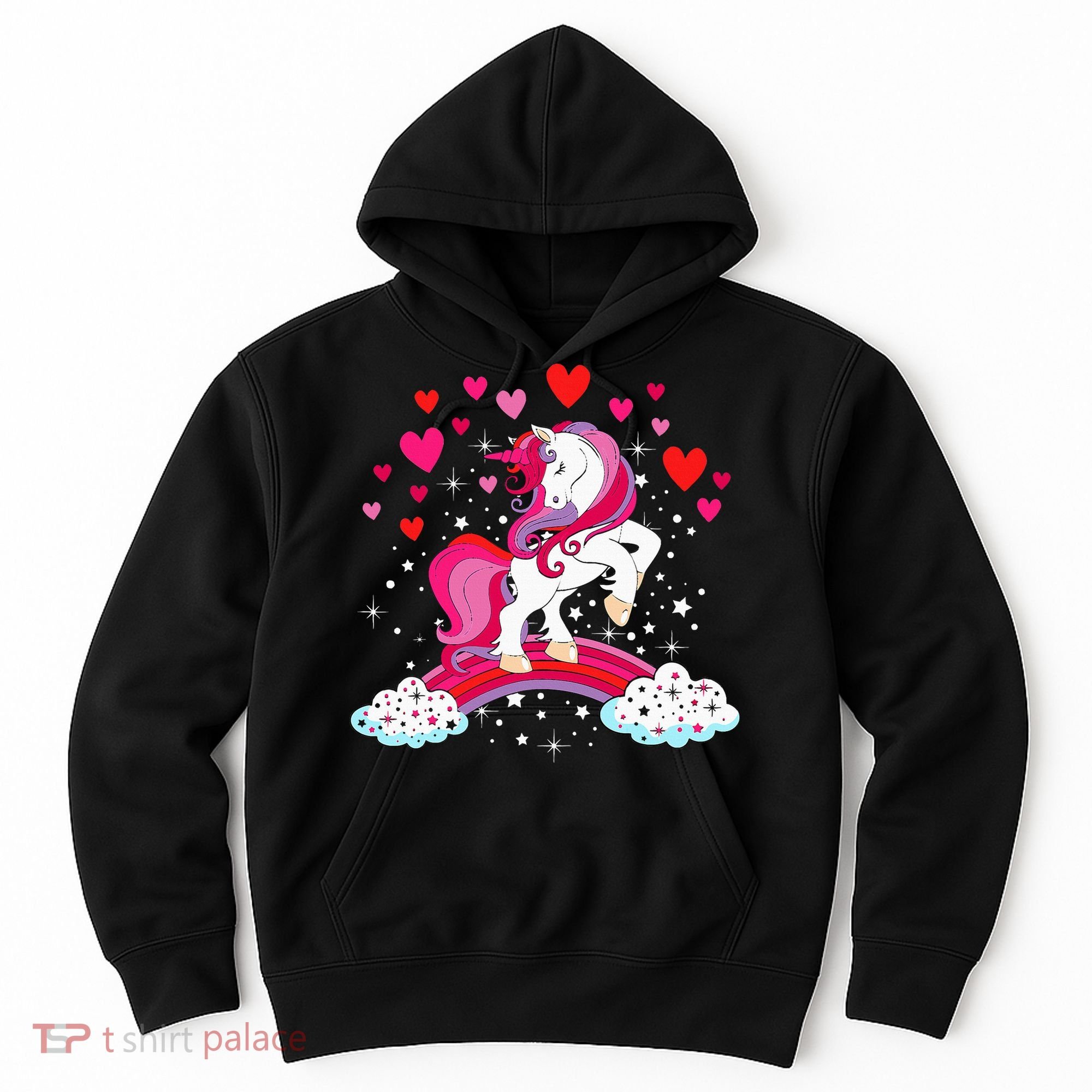 Unicorn Valentines Day Love Heart Rainbow Hoodie