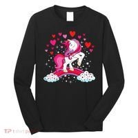 Unicorn Valentines Day Love Heart Rainbow Long Sleeve Shirt thumb 0