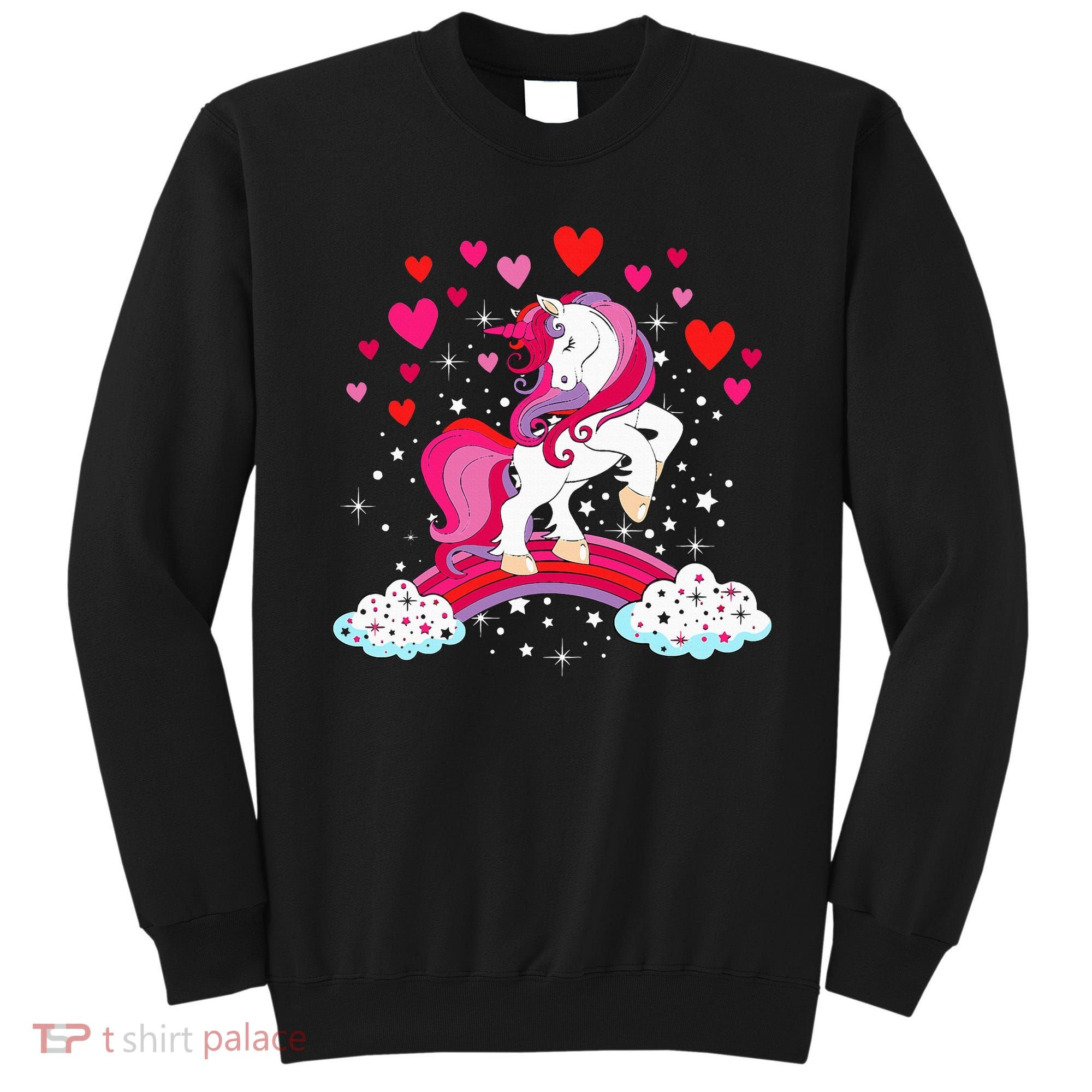 Unicorn Valentines Day Love Heart Rainbow Sweatshirt