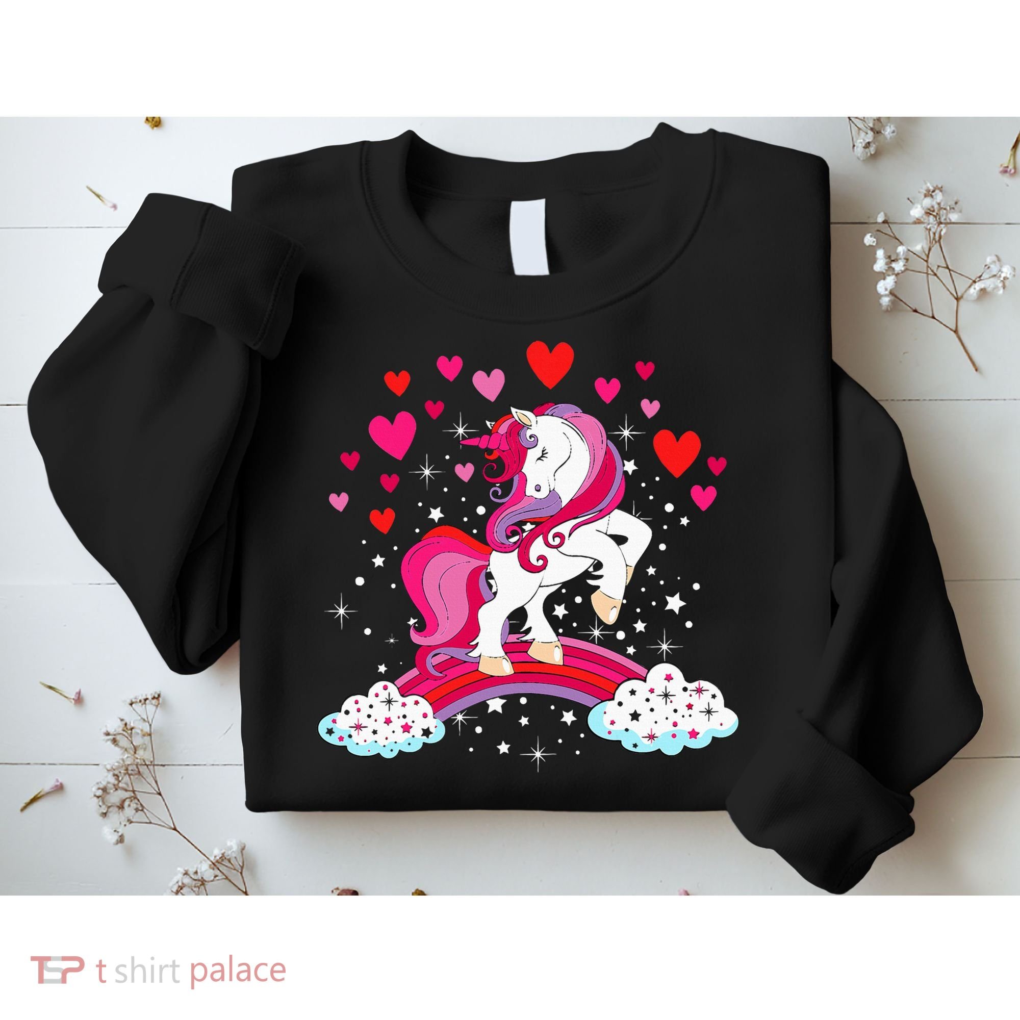 Unicorn Valentines Day Love Heart Rainbow Sweatshirt
