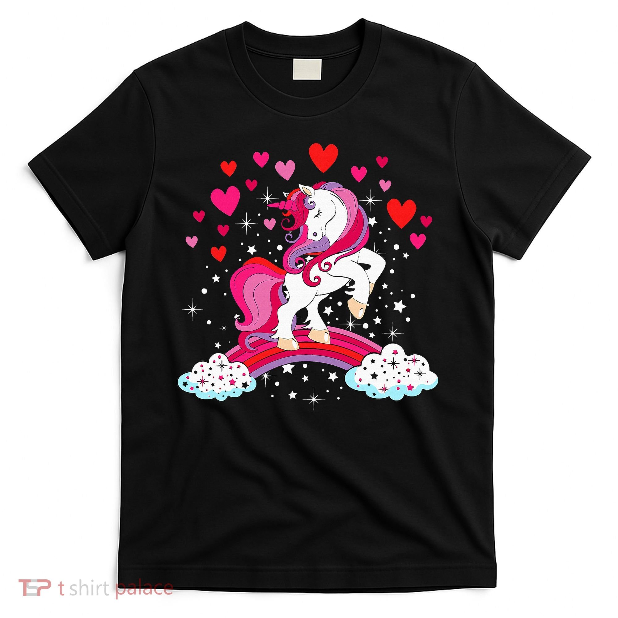Unicorn Valentines Day Love Heart Rainbow T-Shirt