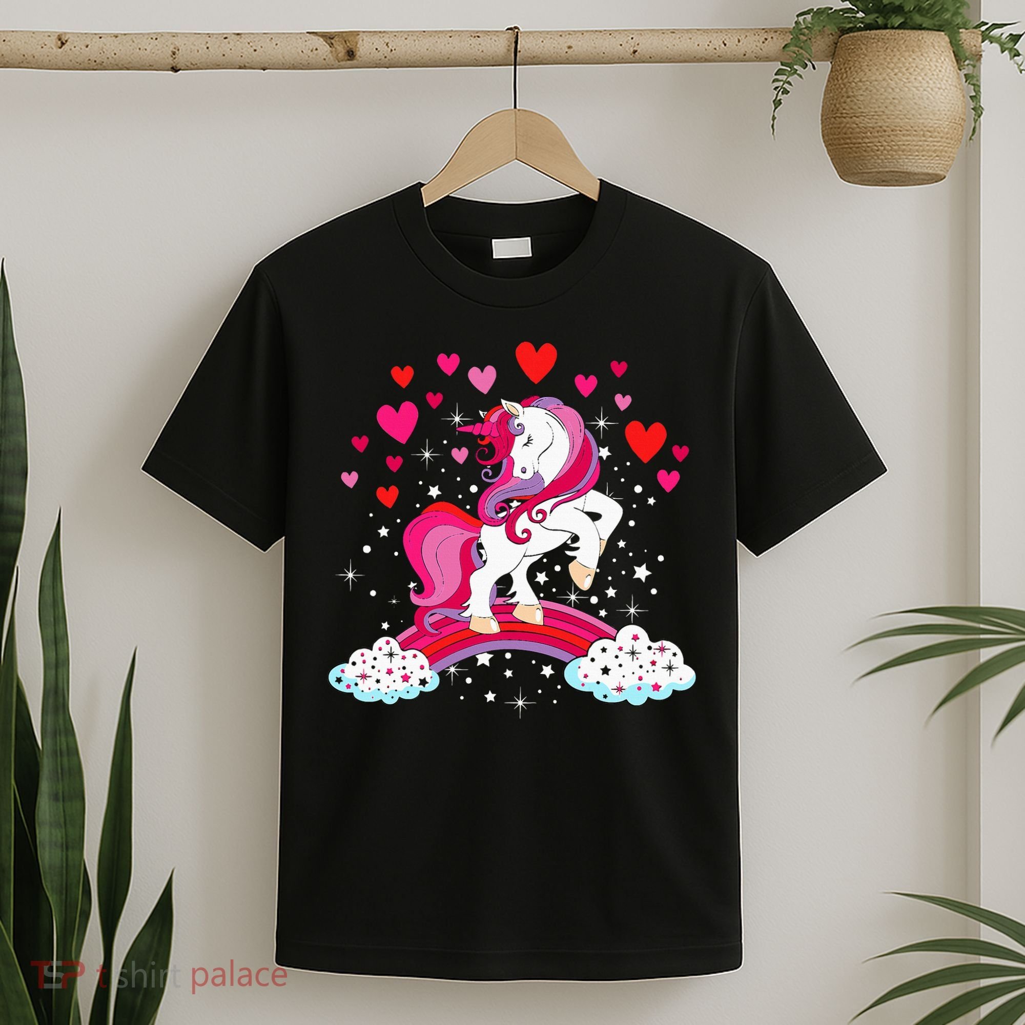 Unicorn Valentines Day Love Heart Rainbow T-Shirt